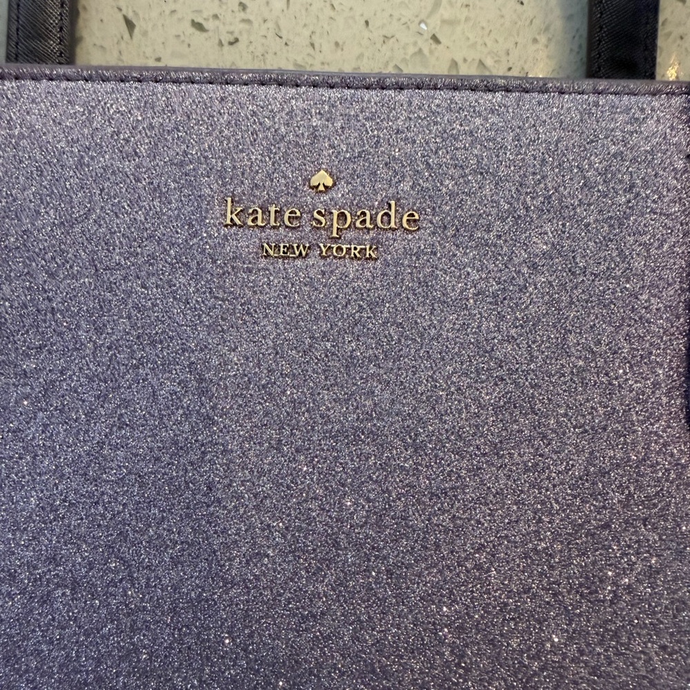 Kate Spade Tinsel Lilac Frost Purple Glitter Shoulder Tote Bag - Picture 12 of 16